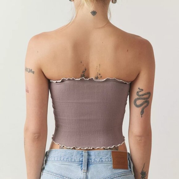 NWT UO Out From Under Honey Pinch-Front Brown Seamless Tube Top - Picture 3 of 5